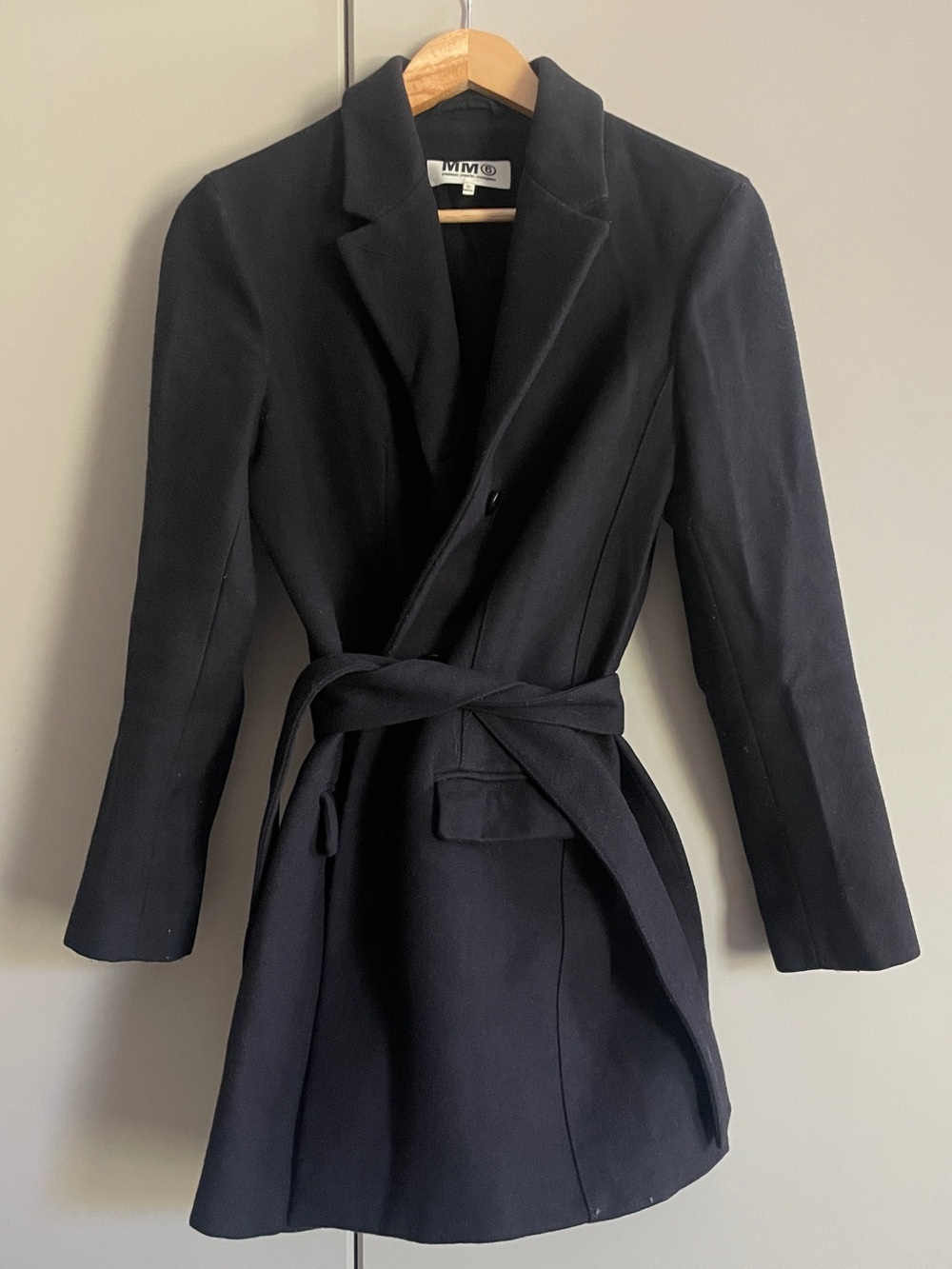 MM6 Maison Margiela Wool Blend Belted Blazer Coat – Black size 36